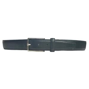 Ermenegildo Zegna Black Leather Belt Waist 37 - 41 Size 39 Solid Brass Buckle